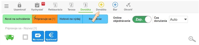 Vytvorenie novej objednávky pre Donášku Vytvorenie novej objednávky pre Donášku