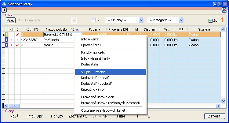 Priradenie skupiny skladovým kartám priradenie_skupiny_skladovym_kartam