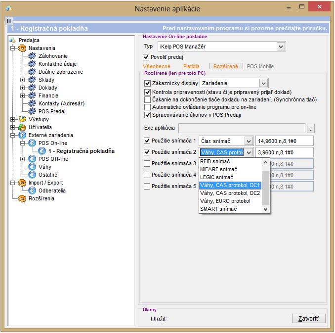 Nastavenie On-Line v&aacute;h