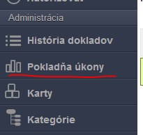 Menu Pokladňa &uacute;kony