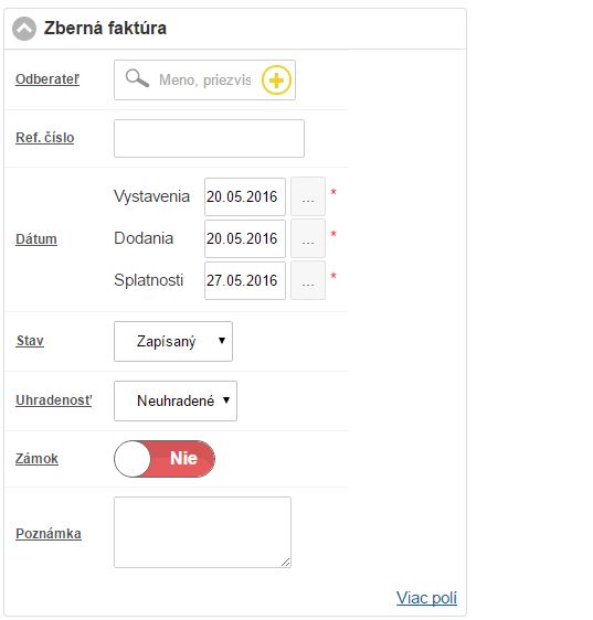 Nová Zberná faktúra 
