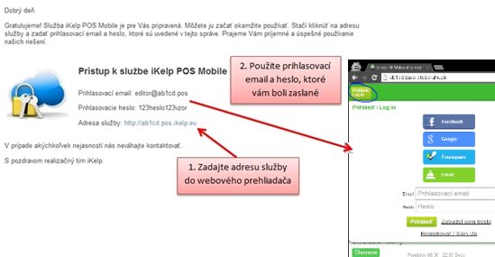 Prv&eacute; prihl&aacute;senie do služby iKelp POS Mobile