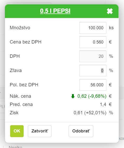 Príjem tovaru - definovanie prijímaného množstva a ceny